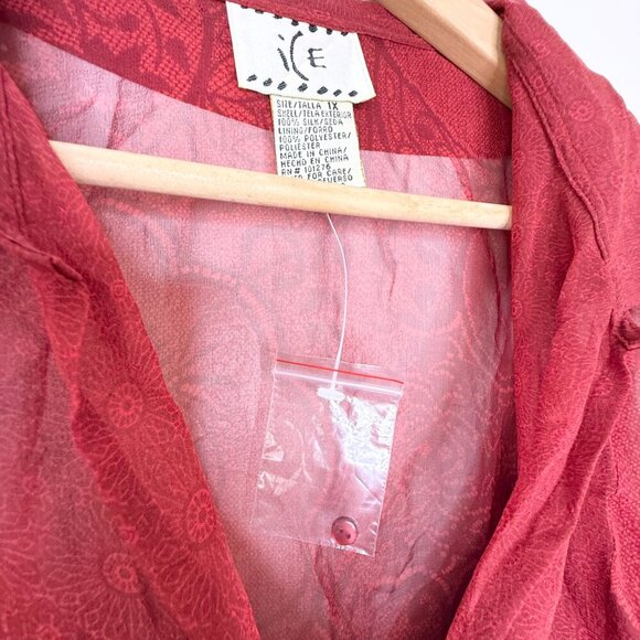 Vintage Ice Red Silk Sheer Blouse 2Piece Layered Camisole 1X Whimsigoth Romantic - Picture 10 of 14